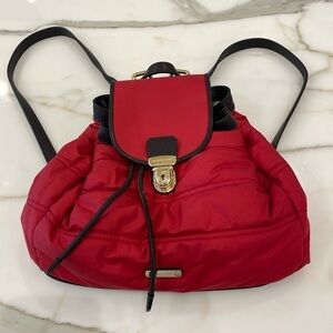 ⭐️Burberry Red Quilted Small Backpack—Black Leather Trim—AUTHENTIC!  Like New!